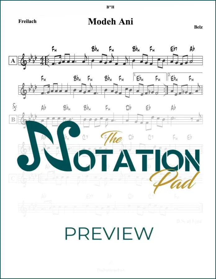 Modeh Ani - Belz Lead Sheet Sheet Music