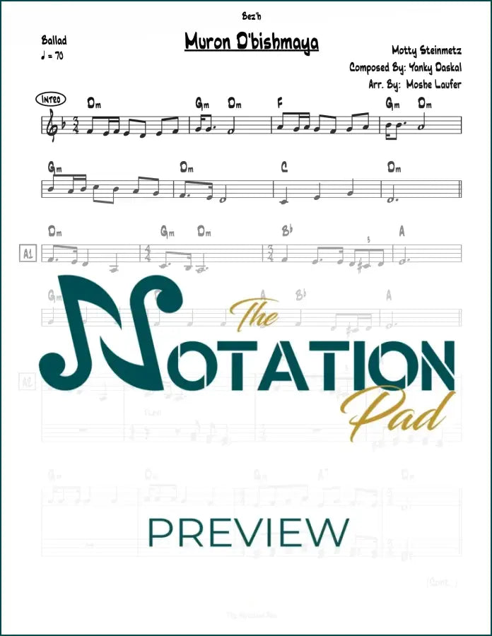 Muron D’bishmaya - Steinmetz - 2-Liner - Sheet Music
