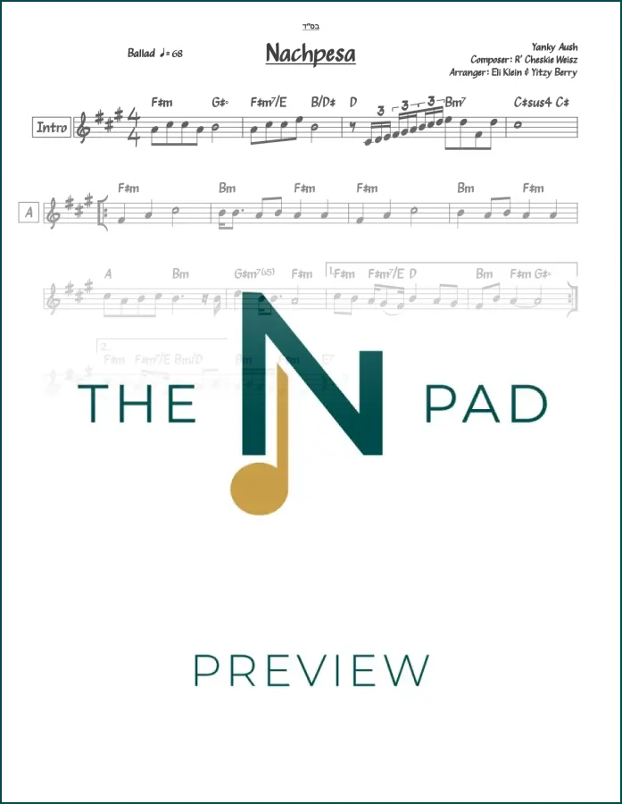 Sheet music for "Nachpesa" by Cheskie Weisz, published by The Notation Pad, featuring musical notation on a lead sheet.