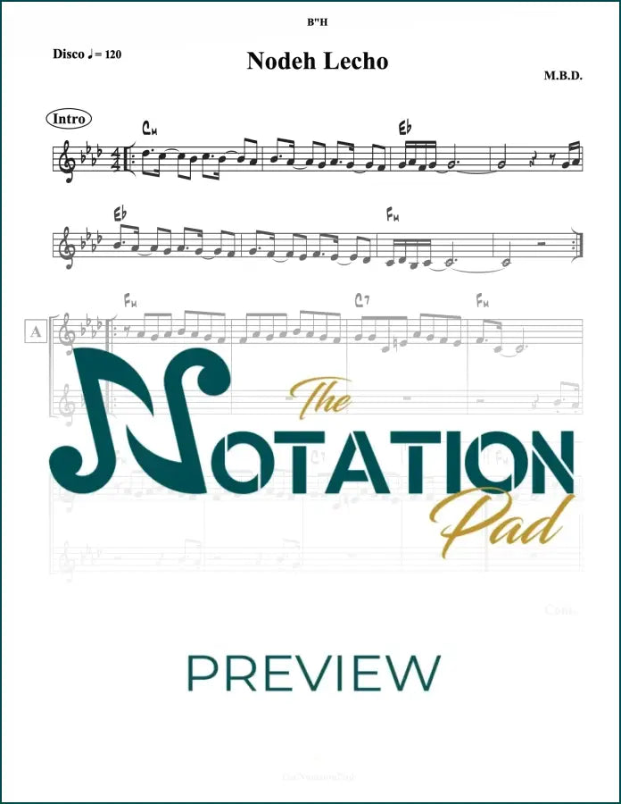 Nodeh Lecho - MBD 2-Liner Sheet Music