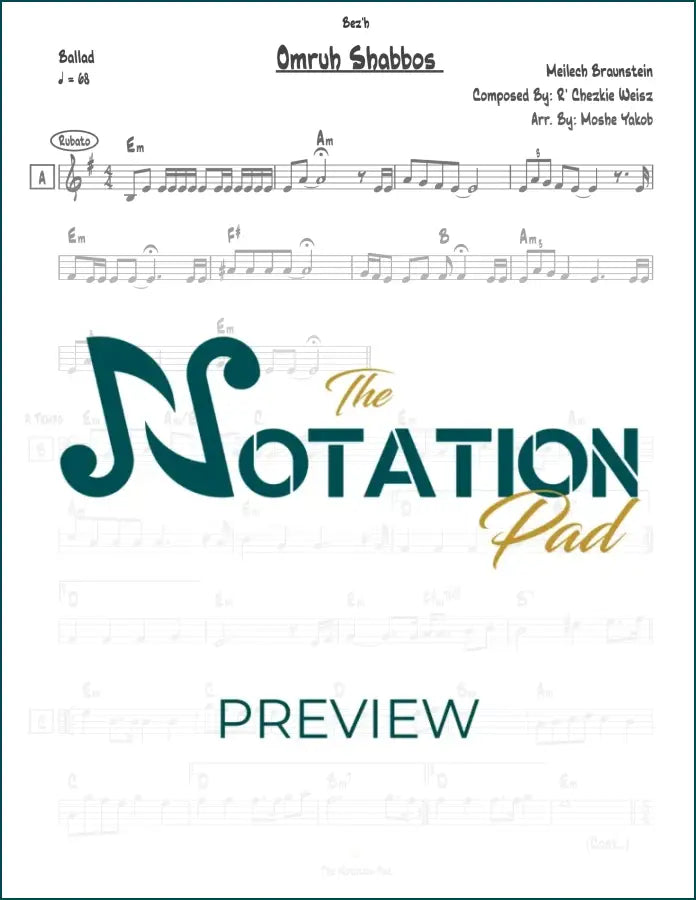 Omruh Shabbos - Cheskie Weisz - Lead Sheet - Sheet Music