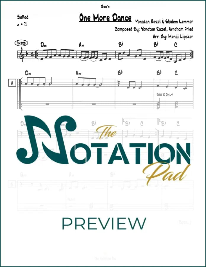 One More Dance - Razel - Shulem 2-Liner Sheet Music