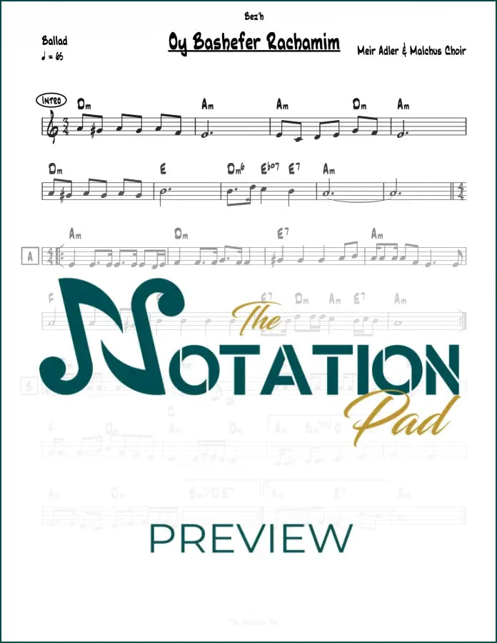 Oy Bashefer Rachamim - Adler Lead Sheet Sheet Music