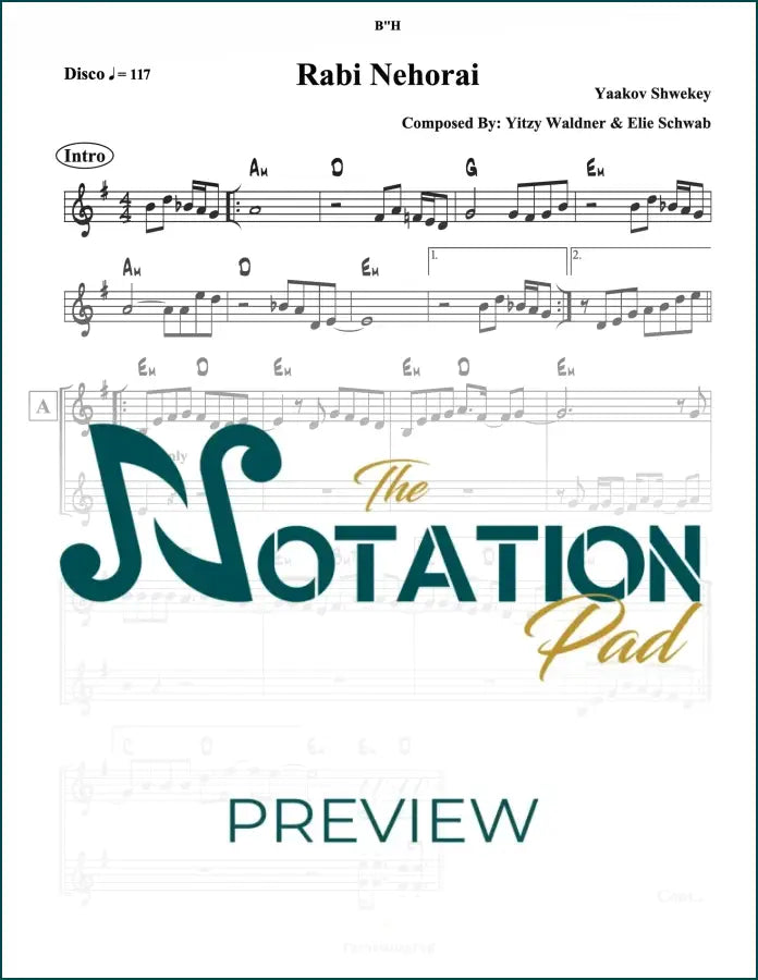 Rabi Nehorai - Shwekey - 2-Liner - Sheet Music