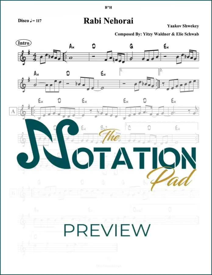 Rabi Nehorai - Shwekey - Lead Sheet - Sheet Music