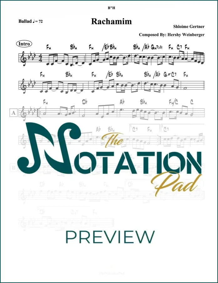 Rachamim - Gertner Lead Sheet Sheet Music