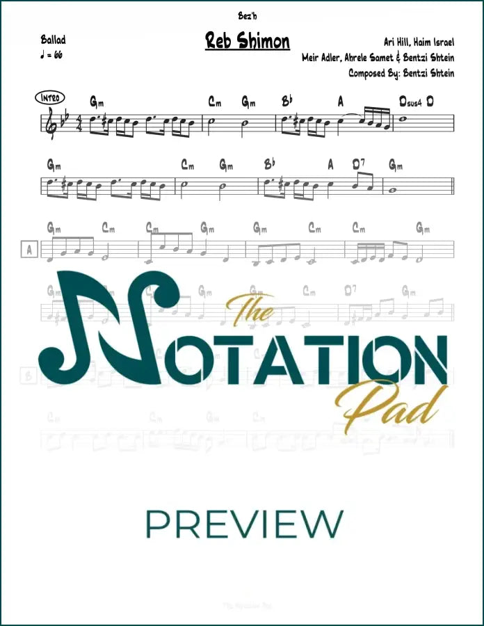 Reb Shimon / Mevatel Kol Hagezeiros - Bentzi Shtein - Lead Sheet - Sheet Music