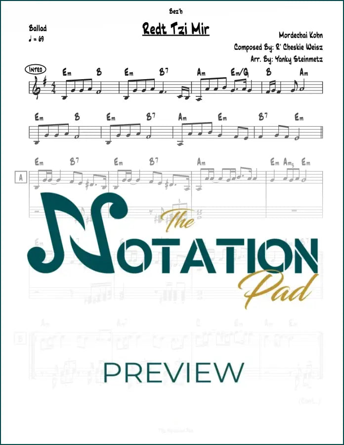 Redt Tzi Mir - Mordechai Kohn - 2-Liner - Sheet Music