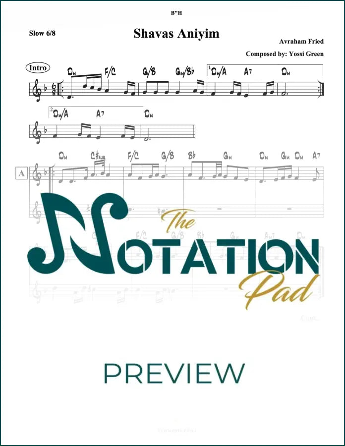 Shavas Aniyim - Fried 2-Liner Sheet Music