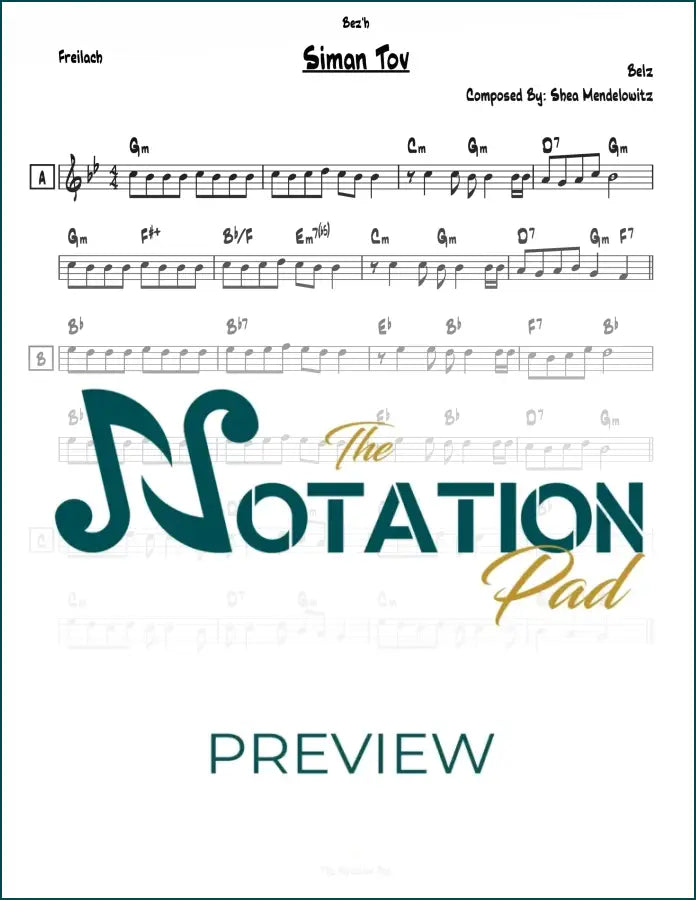Siman Tov - Belz - Lead Sheet - Sheet Music