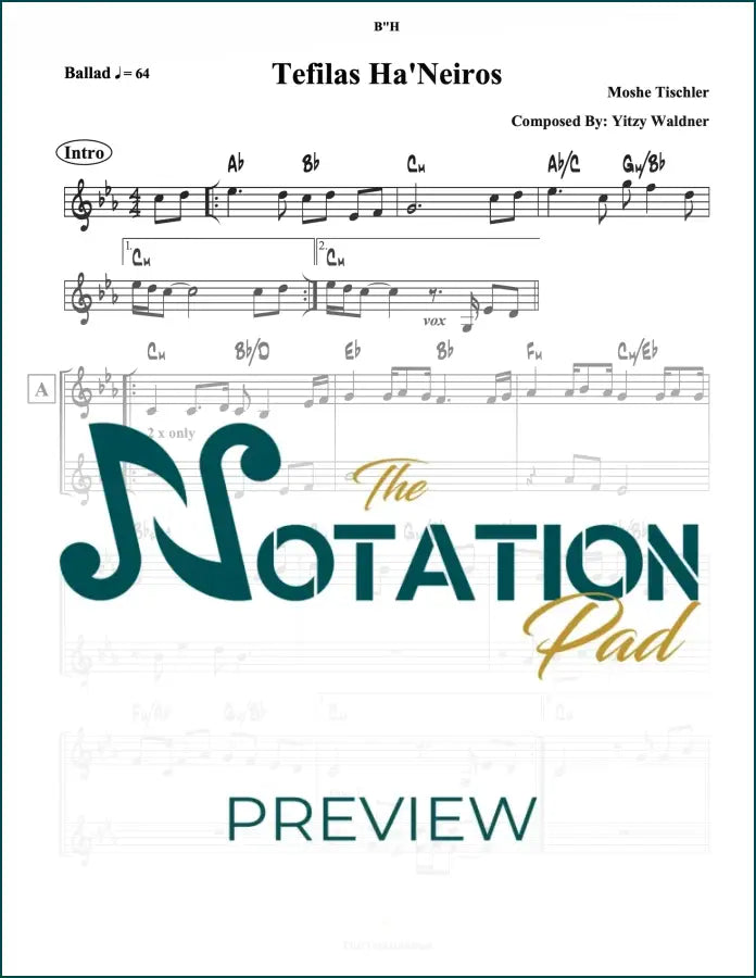 Tefilas Haneiros 2-Liner Sheet Music