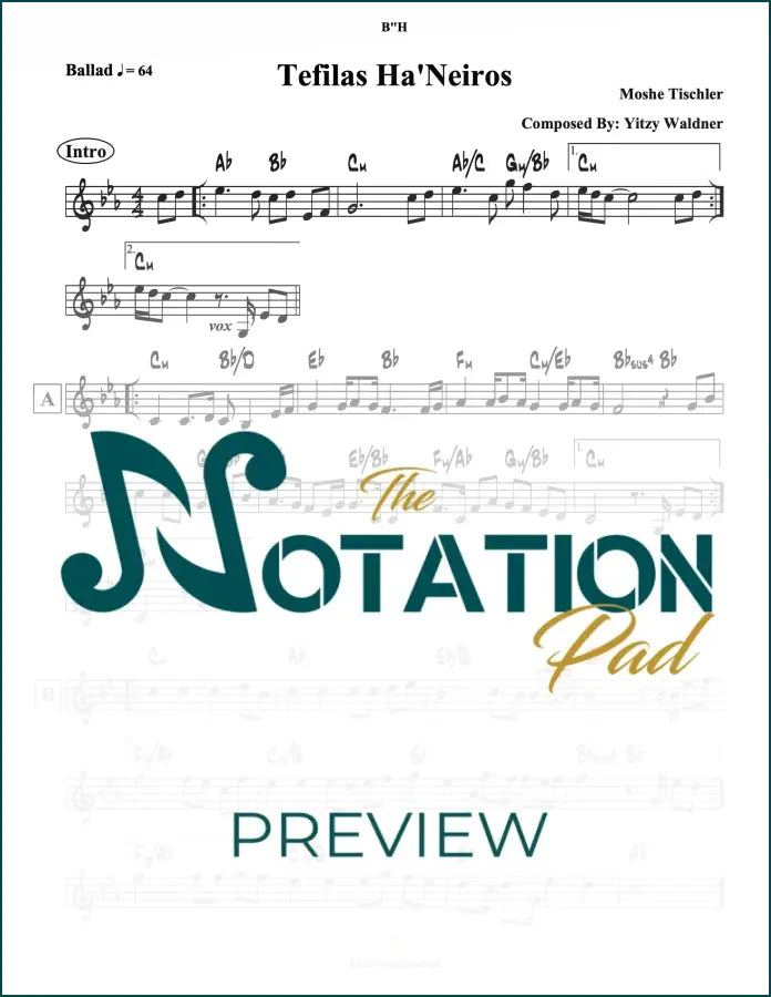 Tefilas Haneiros Lead Sheet Sheet Music