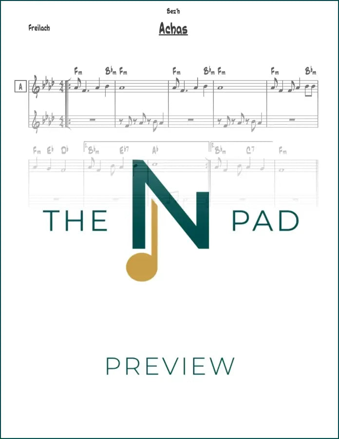 Sheet music for "Achas - Skulen" by The Notation Pad, featuring lead sheet with musical notation and lyrics.