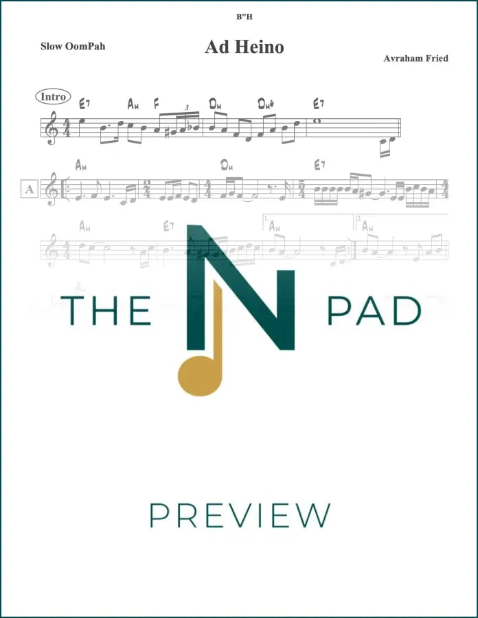 Sheet music for "Ad Heinu" by The Notation Pad, featuring lead sheet notation on a clean background.