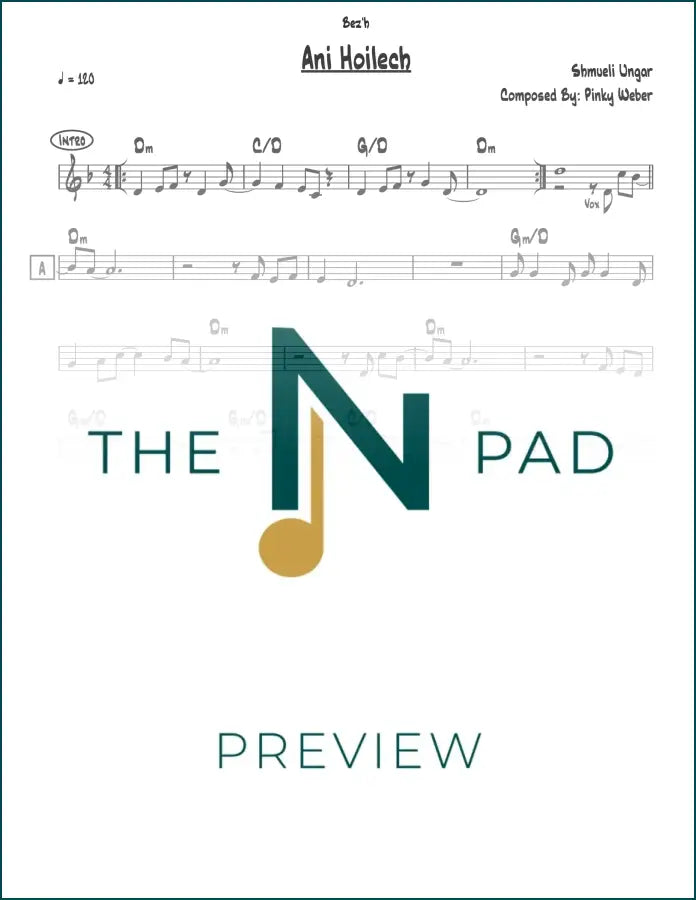Sheet music titled "Ani Hoilech" by Ungar, published by The Notation Pad, featuring musical notation on a clean background.