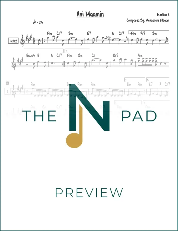 Sheet music for Ani Maamin - Mesikus by The Notation Pad, featuring musical notation on a clean page for practice or performance.