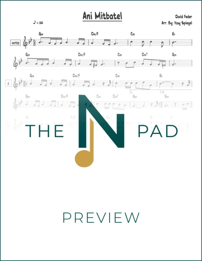 Sheet music for "Ani Mitbatel" by Feder from The Notation Pad, featuring lead sheet notation on a white background.