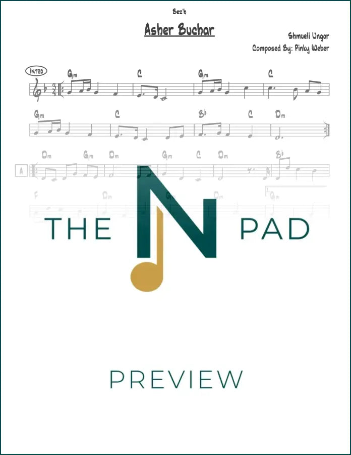 Sheet music lead sheet titled "Ungar" by Asher Buchar, published by The Notation Pad.