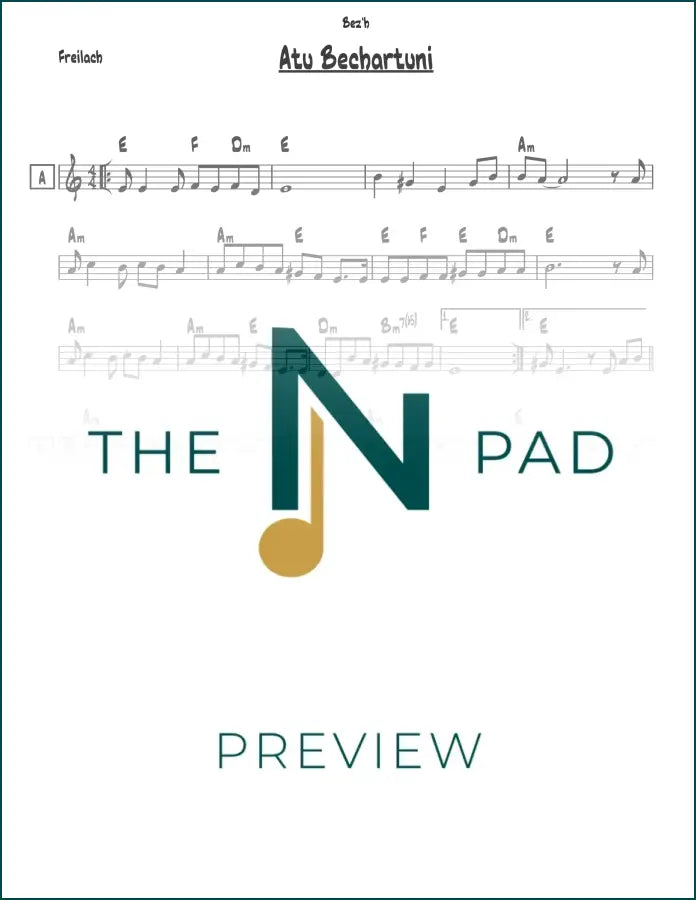 Sheet music for Atu Bechartuni by The Notation Pad, featuring lead sheet notation on a clean white background.