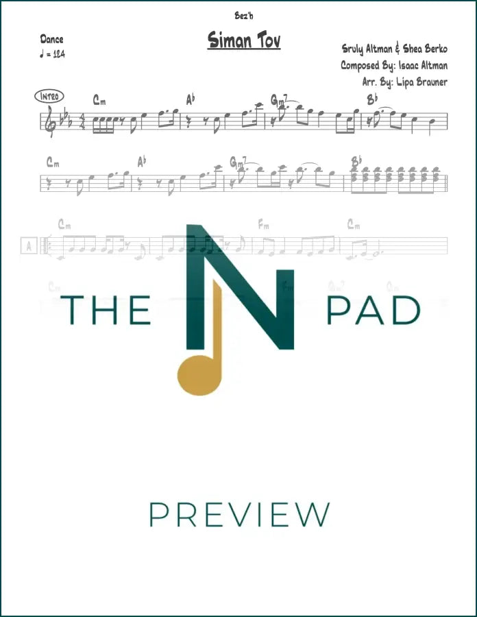 Sheet music for "Ba Mir Ba Dir" by Altman, published by The Notation Pad, featuring musical notes and staff lines.