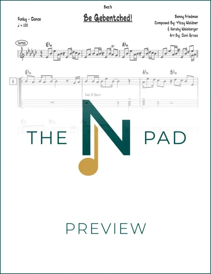 Sheet music for "Be Gebentched! - Benny" by The Notation Pad, featuring a lead sheet with musical notes and lyrics.