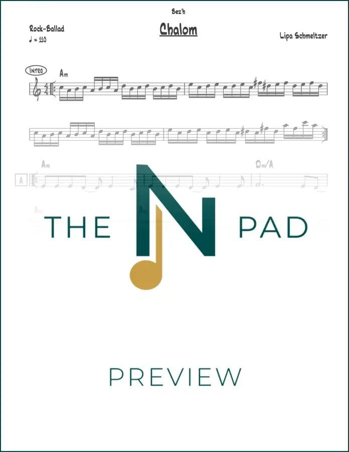 Sheet music titled "Chalom - Lipa" by The Notation Pad, featuring a lead sheet with musical notes and lyrics.