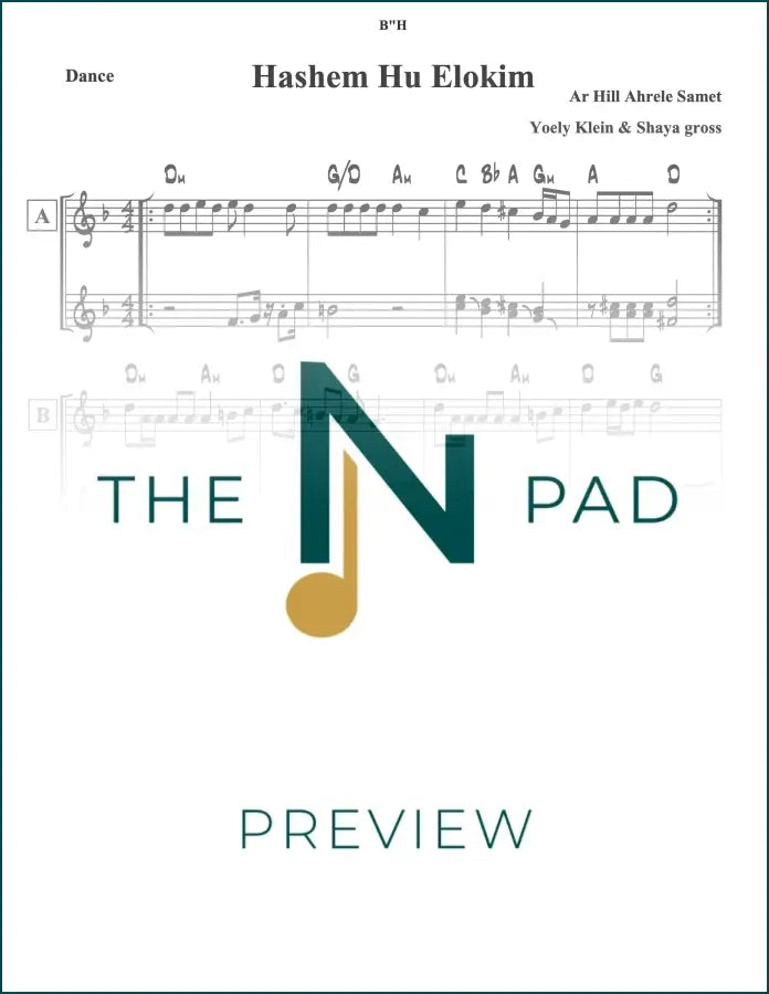 Sheet music for "Chasal / Hashem Hu Elokim" by The Notation Pad, featuring lead sheet notation for piano and voice.