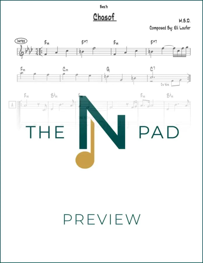 Sheet music for "Chasof - MBD" by The Notation Pad, showing a lead sheet with musical notes and notation.