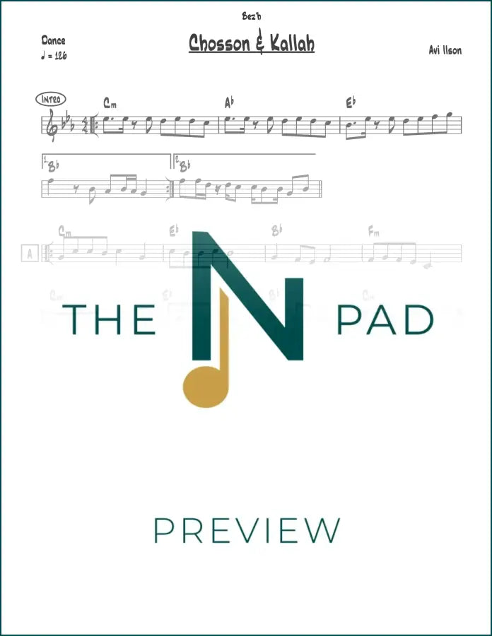 Sheet music for Chosson and Kallah from The Notation Pad, featuring lead sheet music for wedding ceremony songs.