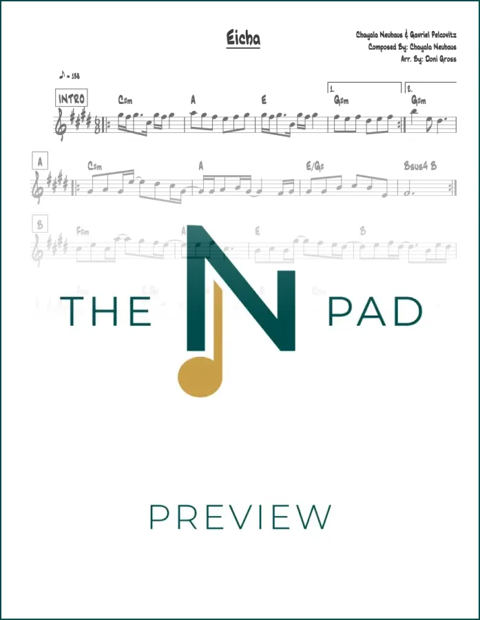 Sheet music for "Eicha" by Neuhaus from The Notation Pad, showcasing musical notation on a clean, white background.