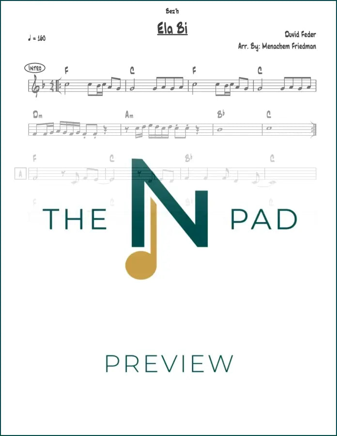 Ela Bi Feder sheet music by The Notation Pad, showing a lead sheet with musical notes and song title on the page.