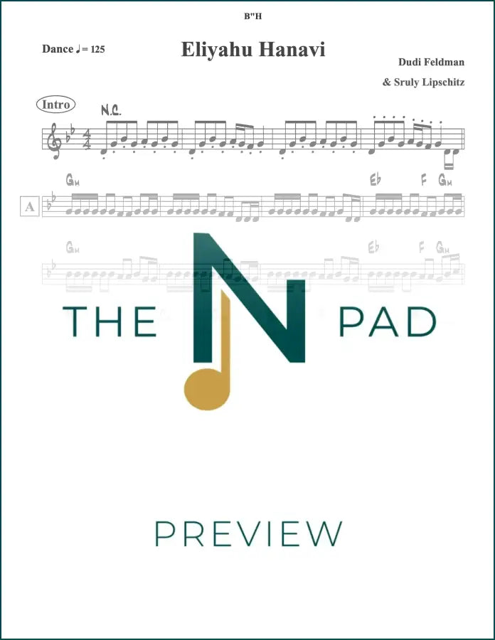 Sheet music for Eliyahu Hanavi by Lipschitz from The Notation Pad, featuring musical notes on a printed lead sheet.