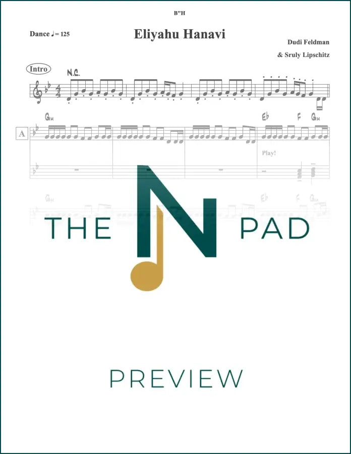 Sheet music for Eliyahu Hanavi by Lipschitz from The Notation Pad, displayed on a music stand with musical notes and staff lines.