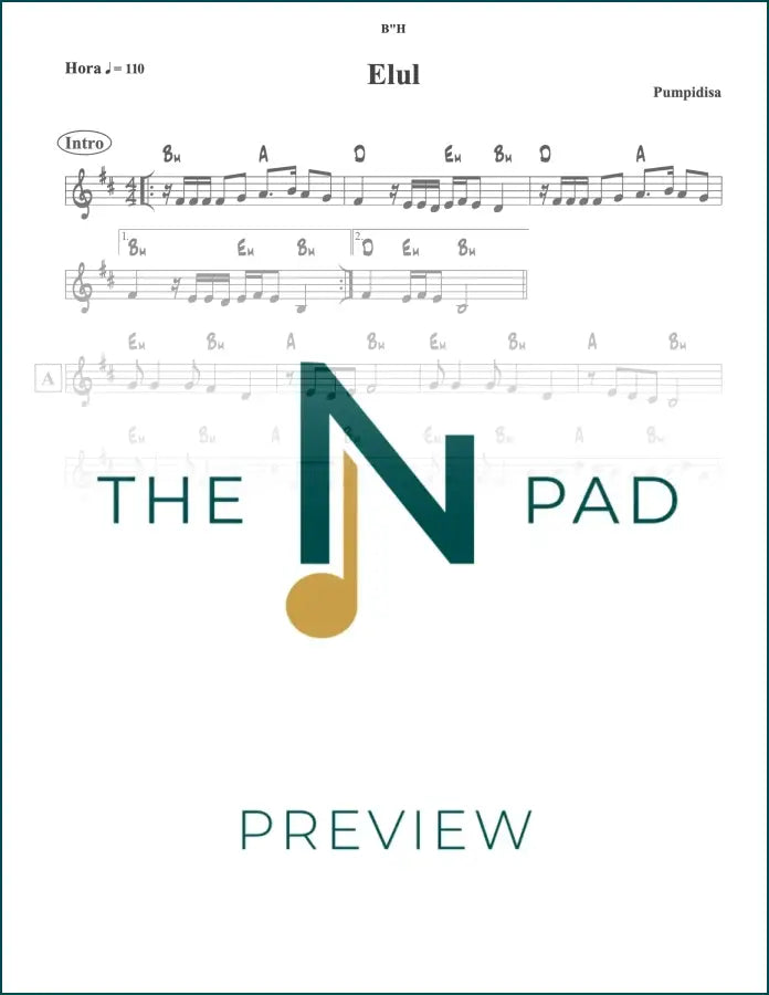 Sheet music for Elul - Pumpidisa by The Notation Pad, featuring a lead sheet with musical notes and lyrics.