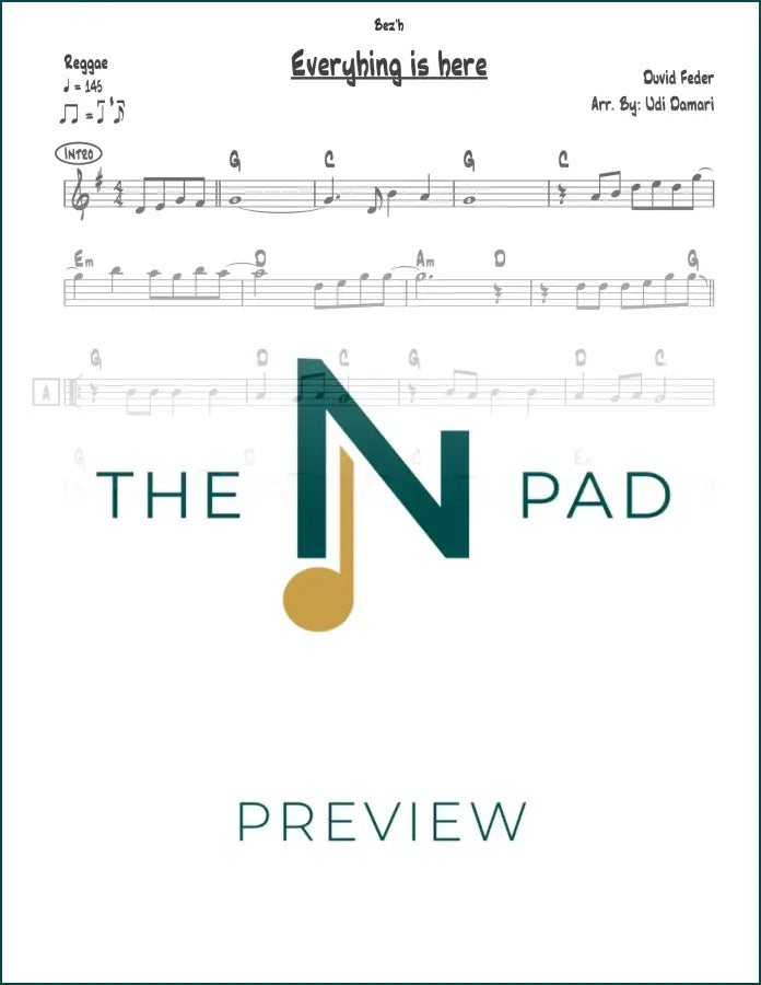 Sheet music for "Everything Is Here" by Feder, a lead sheet from The Notation Pad, featuring musical notation on a clean background.