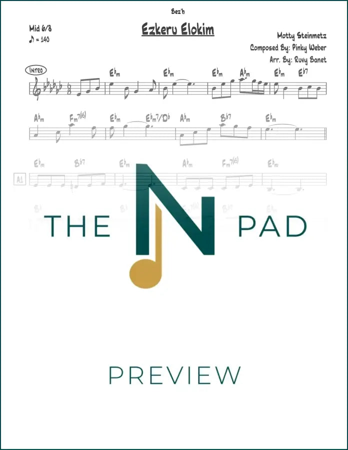 Ezkeru Elokim sheet music by The Notation Pad, showing a lead sheet with musical notation and lyrics on white paper.