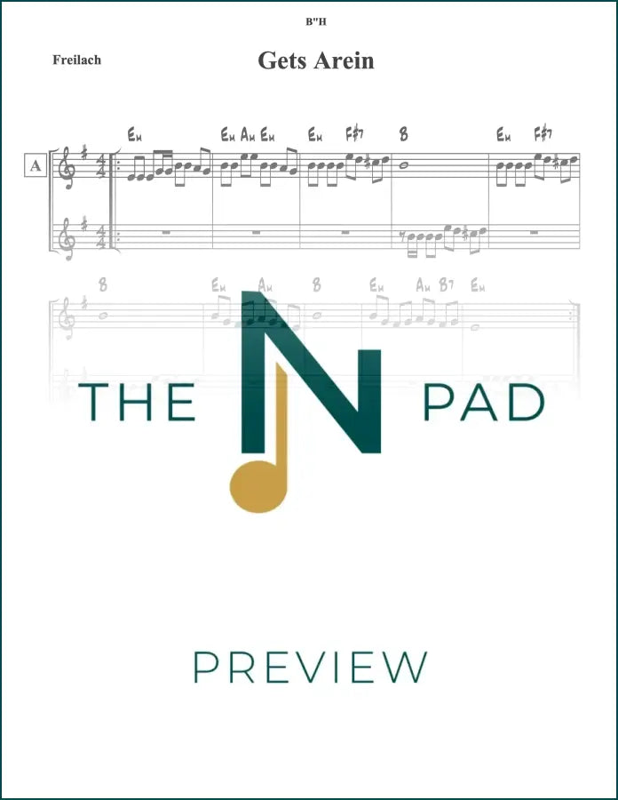 Gets Arein 1 sheet music by The Notation Pad, showing a lead sheet with musical notes and lyrics on white paper.