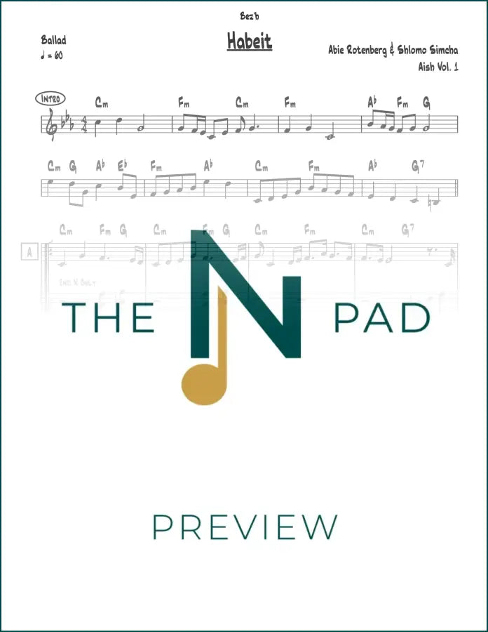 Sheet music for "Habeit" by The Notation Pad, featuring lead sheet notation on a clean background.