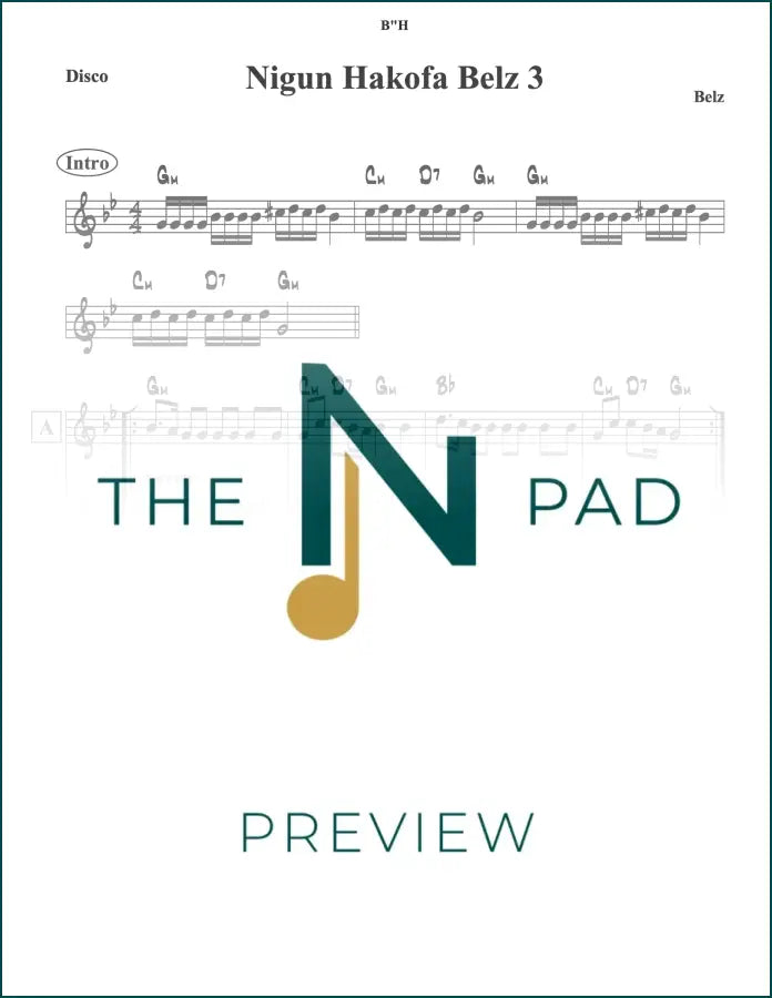 Sheet music for Hakofa Belz 3 by The Notation Pad, featuring lead sheet notation on standard music paper.