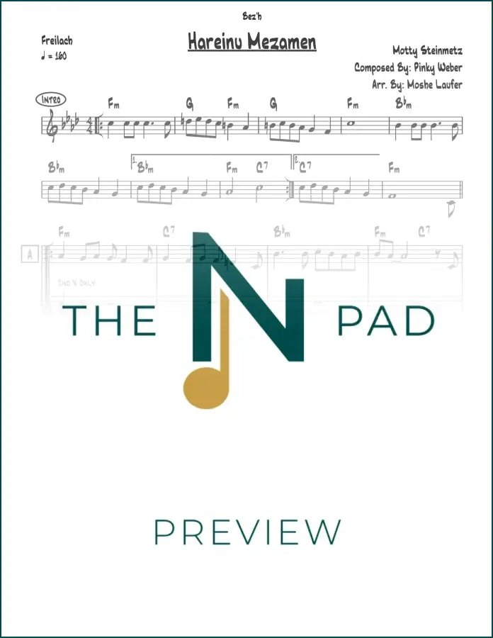 Hareini Mezamen sheet music by The Notation Pad, showing a lead sheet with musical notation and lyrics.