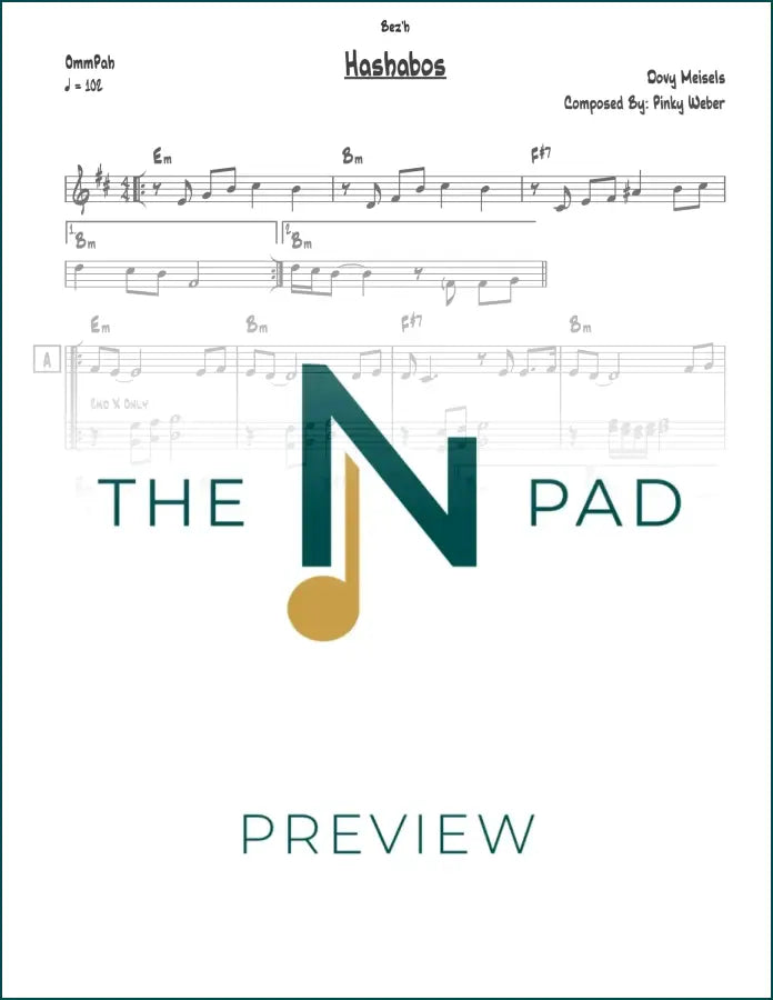 Sheet music lead sheet titled "Hashabos" by The Notation Pad, featuring musical notes and notation on a clean background.
