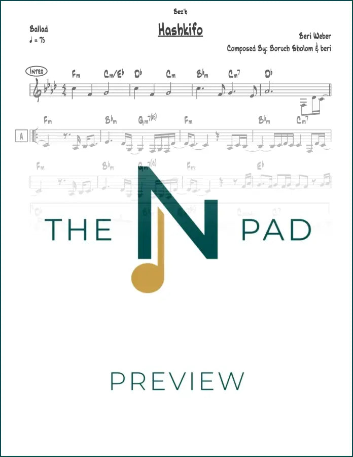 Sheet music for Hashkifo - Beri by The Notation Pad, featuring a lead sheet with musical notes on a white background.