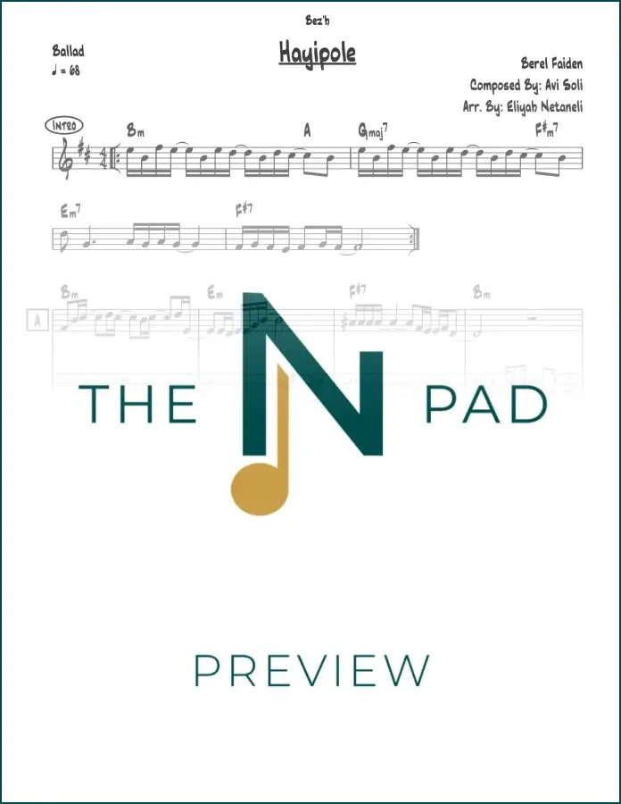 Sheet music for "Hayipole" by Berel Faiden, a lead sheet from The Notation Pad featuring musical notation.