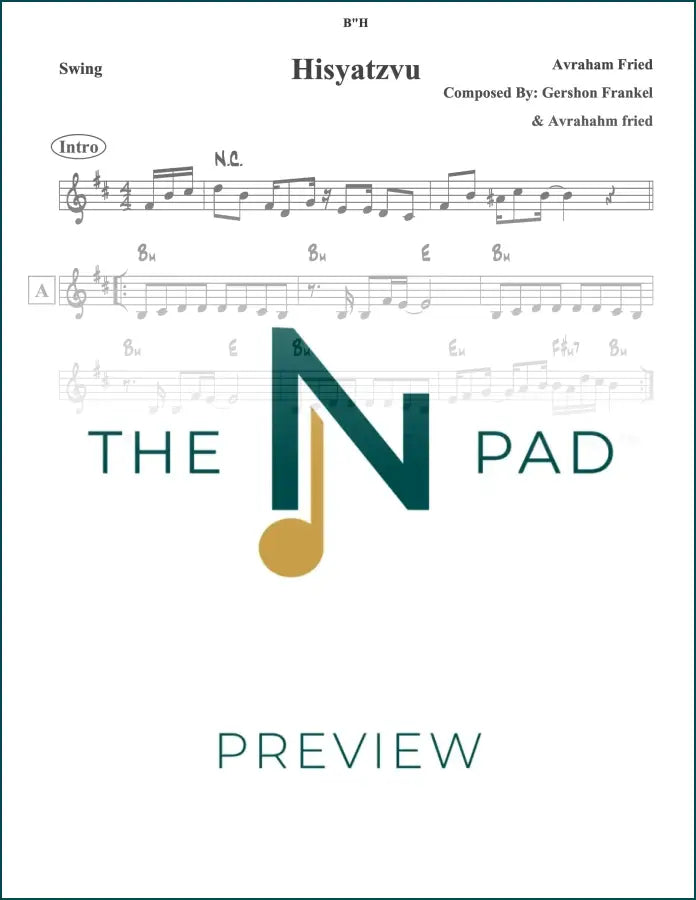 Sheet music titled "Hisyatzvu - Fried" by The Notation Pad, featuring lead sheet notation on a music stand.