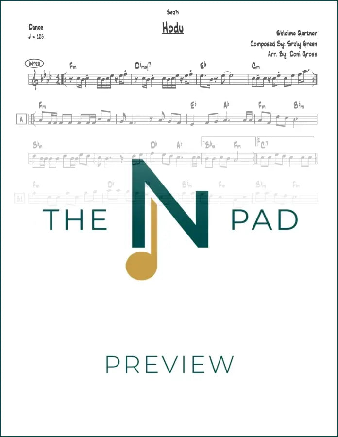 Sheet music for "Hodu" by Gertner from The Notation Pad, showing musical notation on a clean white background.