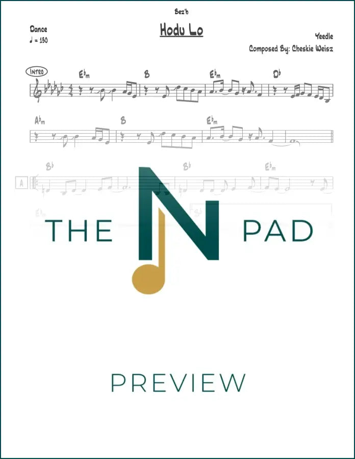 Sheet music for "Hodu Lo - Yeedle" by The Notation Pad, showing a lead sheet with musical notation and lyrics.