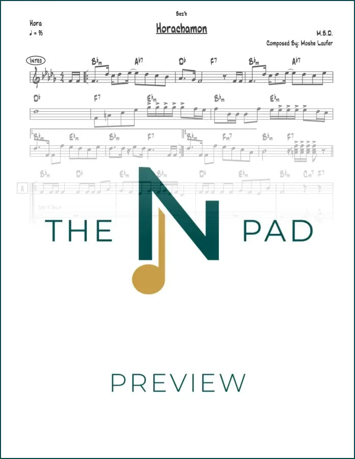 Sheet music for the song Horachamon by The Notation Pad, featuring lead sheet notation on a music stand.