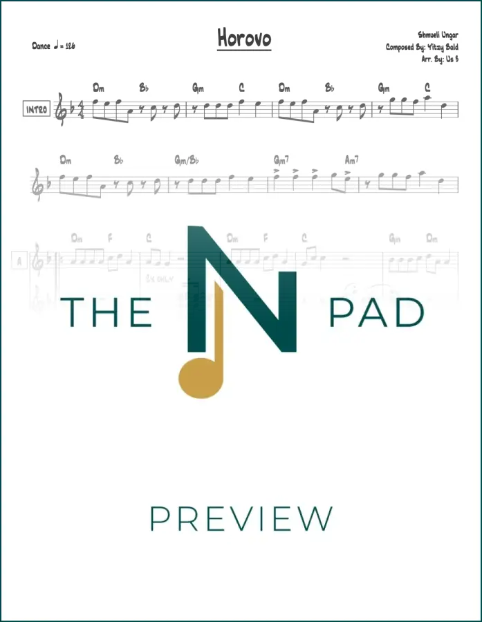Sheet music for "Ungar" by Horova from The Notation Pad, showing a lead sheet with musical notes and annotations.