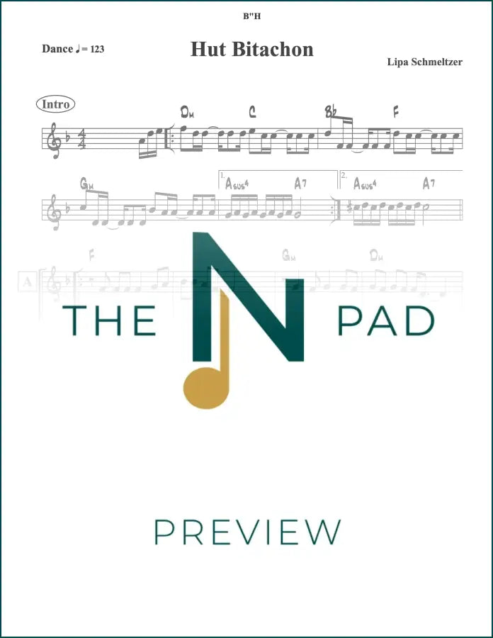 Sheet music for Hut Bitochin / V'haboteiach by The Notation Pad, featuring a lead sheet for Lipa style music.