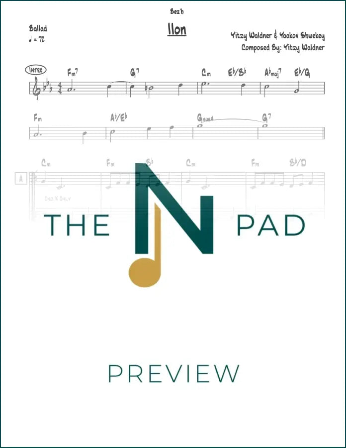 Sheet music for "Ilon" by Waldner, published by The Notation Pad, featuring musical notation on a standard lead sheet.